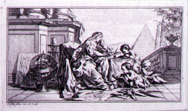 算术，丹尼斯-狄德罗（1713-84）作品的证明插图（蚀刻版）。 作者 查尔斯·尼古拉斯二世·科钦