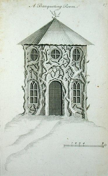 宴会厅，出自《哥特式、中国式和现代风格的装饰性建筑》，1758年出版（雕刻）。 作者 查尔斯·奥夫