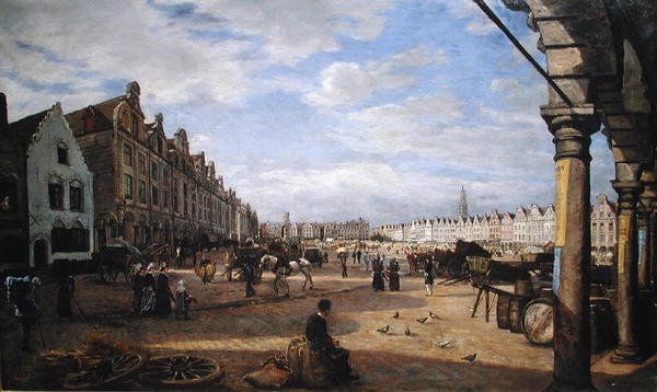 1878年市场日的Grande Place dArras 作者 查尔斯·保罗·埃蒂安·德萨瓦里