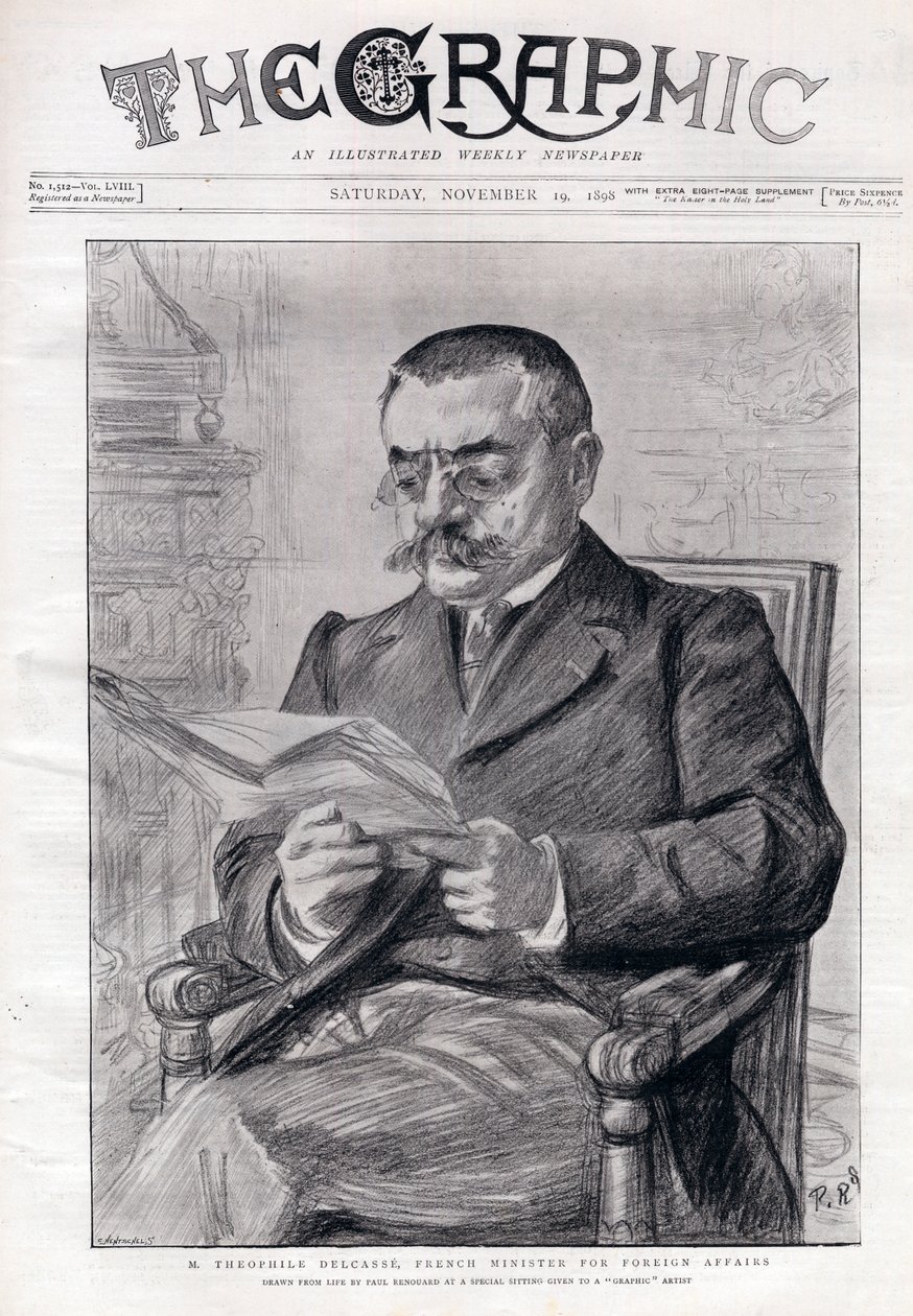 Theophile Delcasse（1852-1923）的肖像，法国政治家和外交部长。 作者 查尔斯·保罗·雷诺德