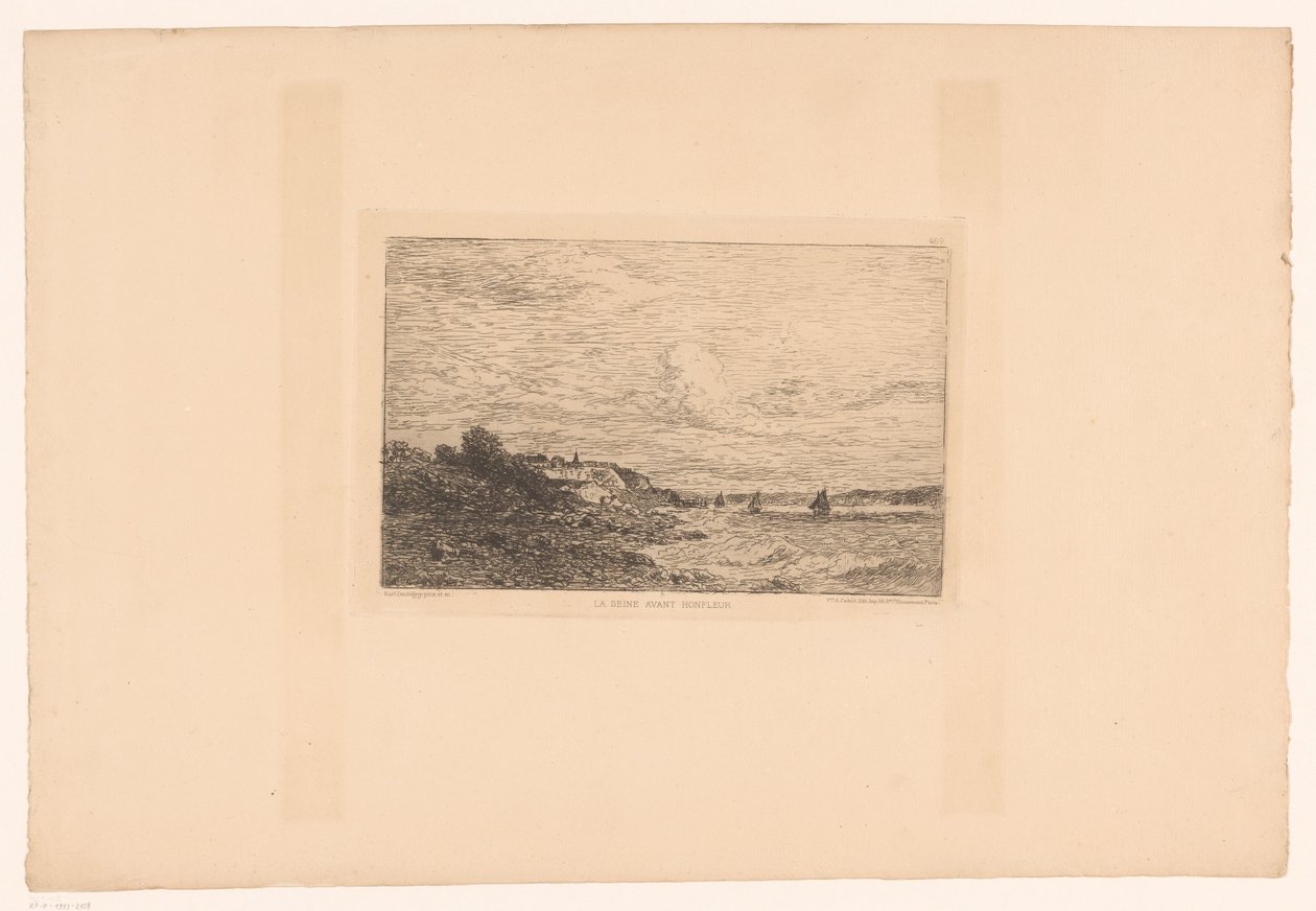 翁弗勒尔附近塞纳河的景色 La Seine avant Honfleur（物体上的标题） 作者 查尔斯·皮埃尔·多比尼