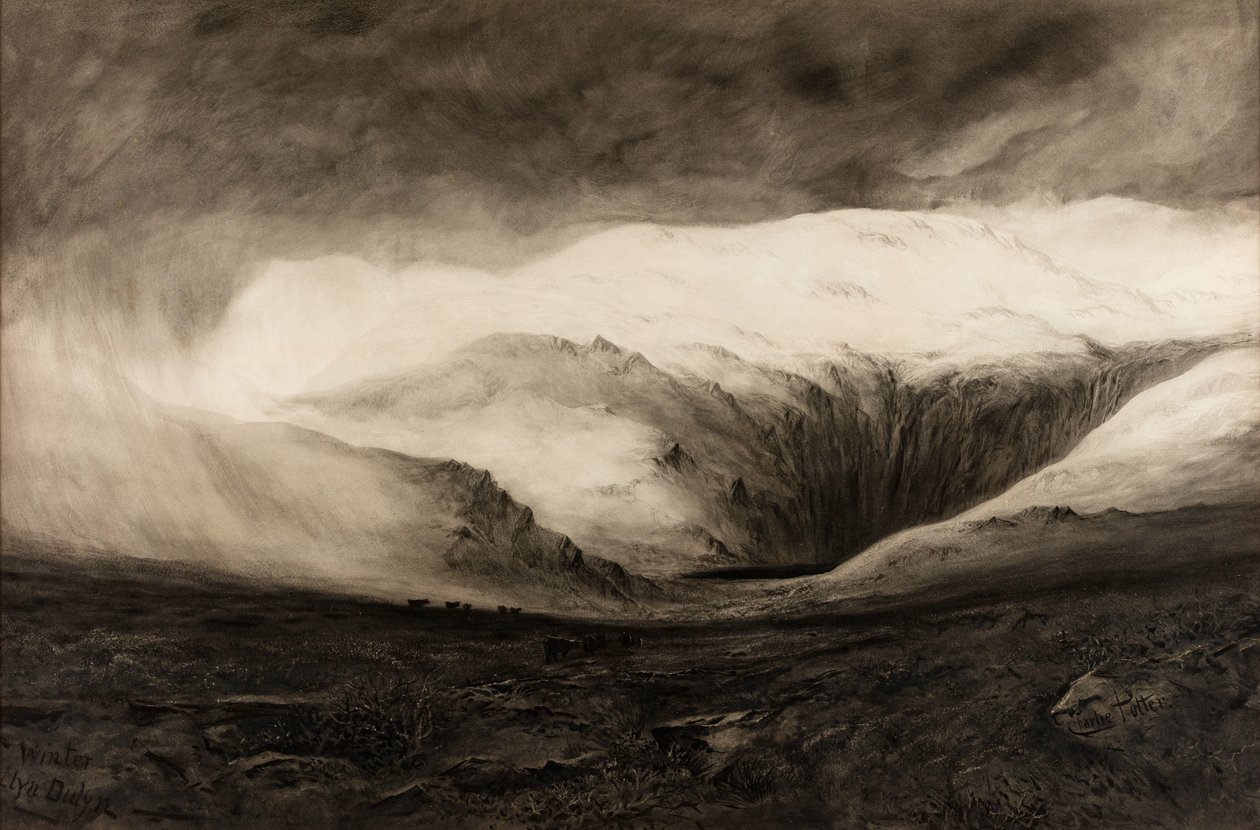 冬季，Llyn Dulyn，无日期（纸上水彩画） 作者 查尔斯·波特