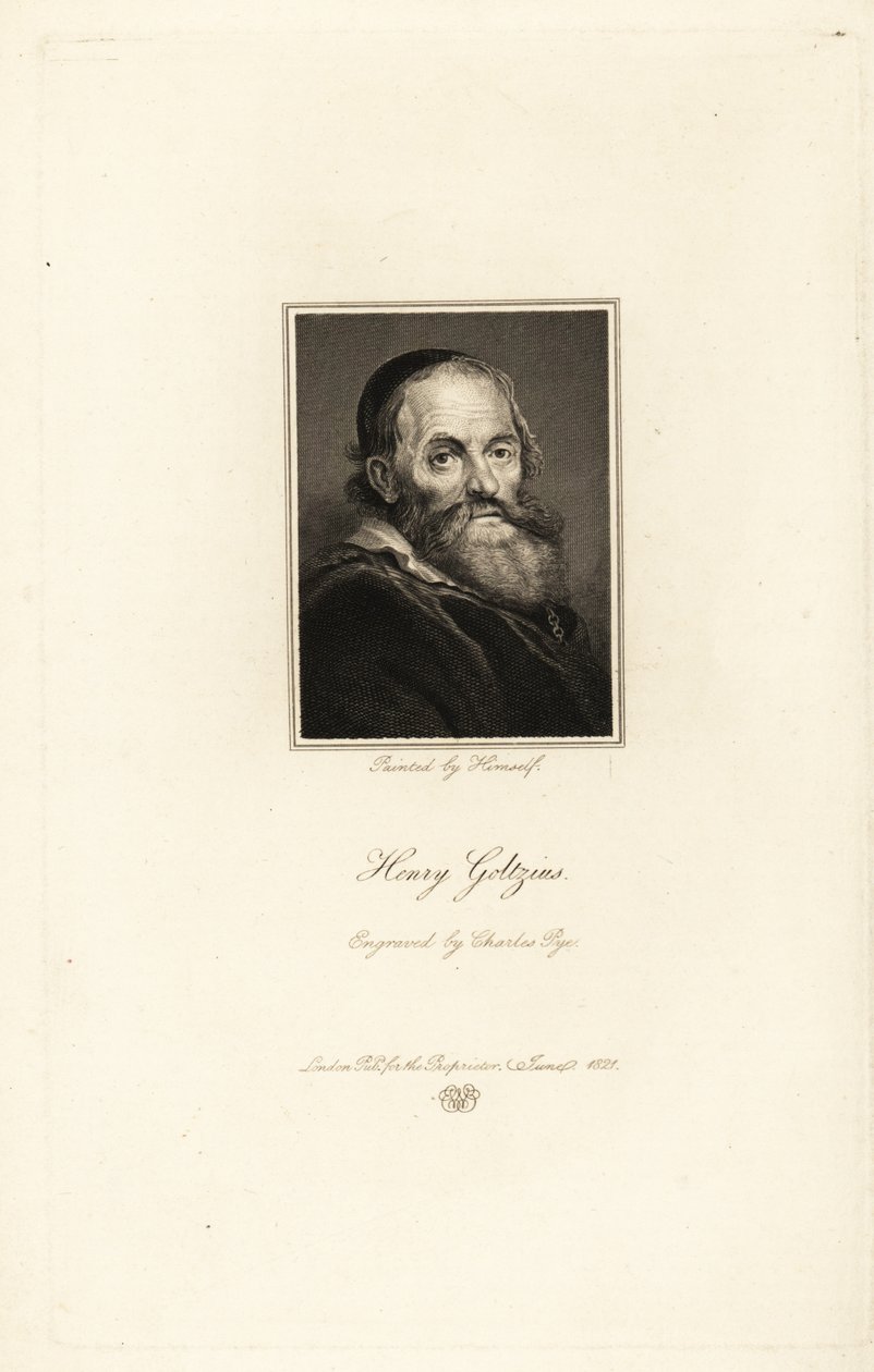 出生于德国的荷兰版画家、绘图员和画家 Hendrick Goltzius 的肖像 作者 查尔斯·皮