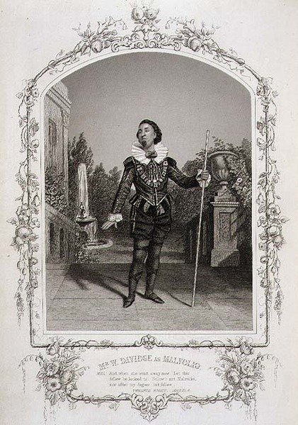 W.Davidge先生饰演Malvolio，《第十二夜》第三幕第四场，来自纽约Meade兄弟公司的大盖帽照片，由John Tallis & Co.出版。(石印) 作者 查尔斯 R. 和亨利 W. 米德