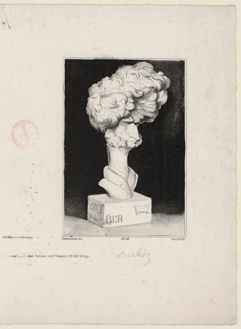 尚·皮埃尔·丹丹（Jean-Pierre Dantan）（1800-1869）的半身像后，查尔斯·拉梅莱特（1805-1851）的赫克托·贝利奥兹（Hector Berlioz） 作者 查尔斯·拉梅莱特