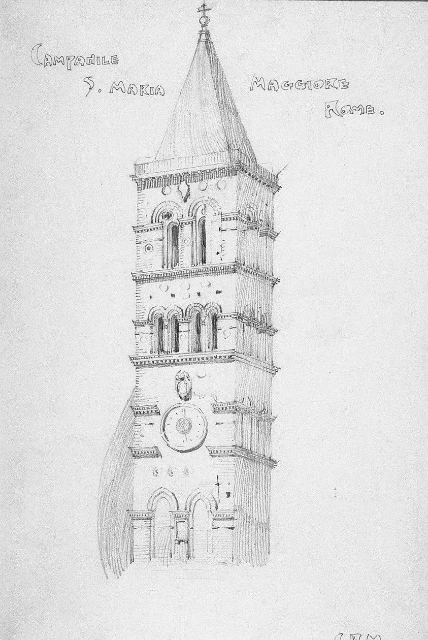 Campanile，S. Maria Maggiore，罗马，1891年 作者 查尔斯·雷尼·麦金托什