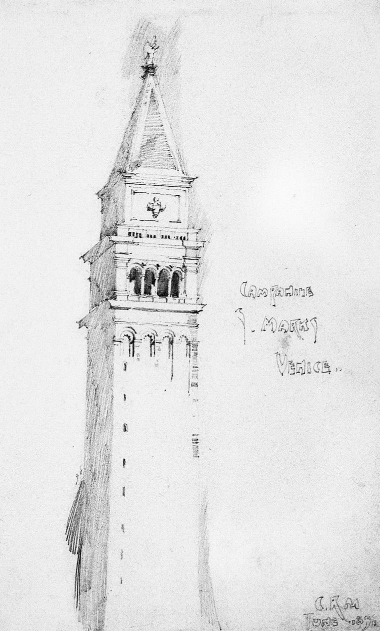 Campanile，S. Marks，威尼斯，1891年 作者 查尔斯·雷尼·麦金托什