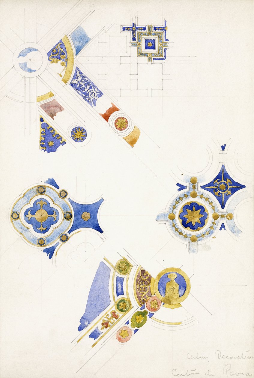 Certosa di Pavia，天花板装饰研究，1891年 作者 查尔斯·雷尼·麦金托什