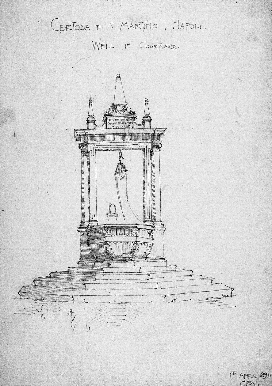 Certosa di S. Martino，那不勒斯，Well in Courtyard，1891 作者 查尔斯·雷尼·麦金托什