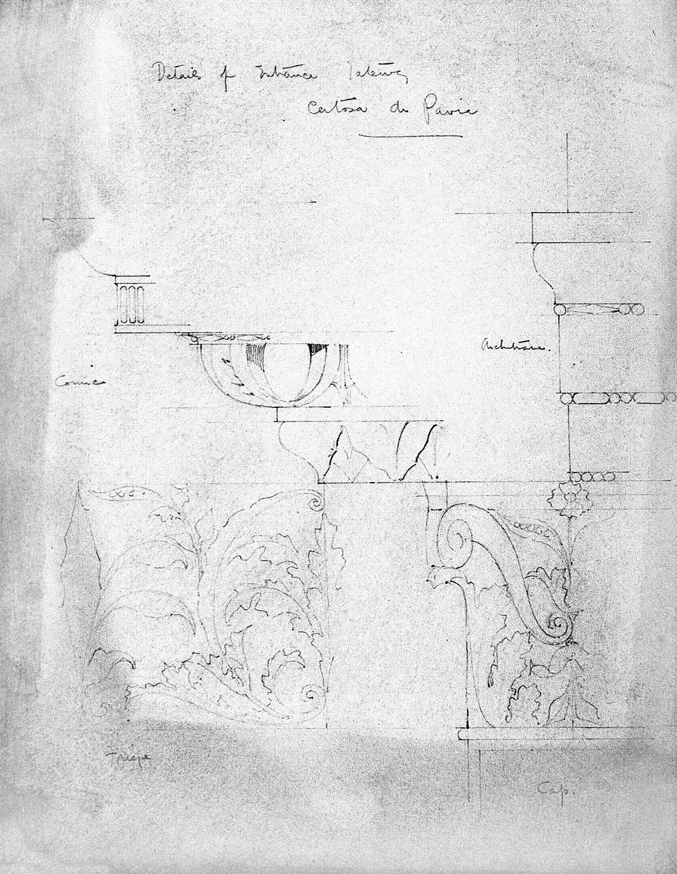 入口门户，Certosa di Pavia，1891年细节 作者 查尔斯·雷尼·麦金托什