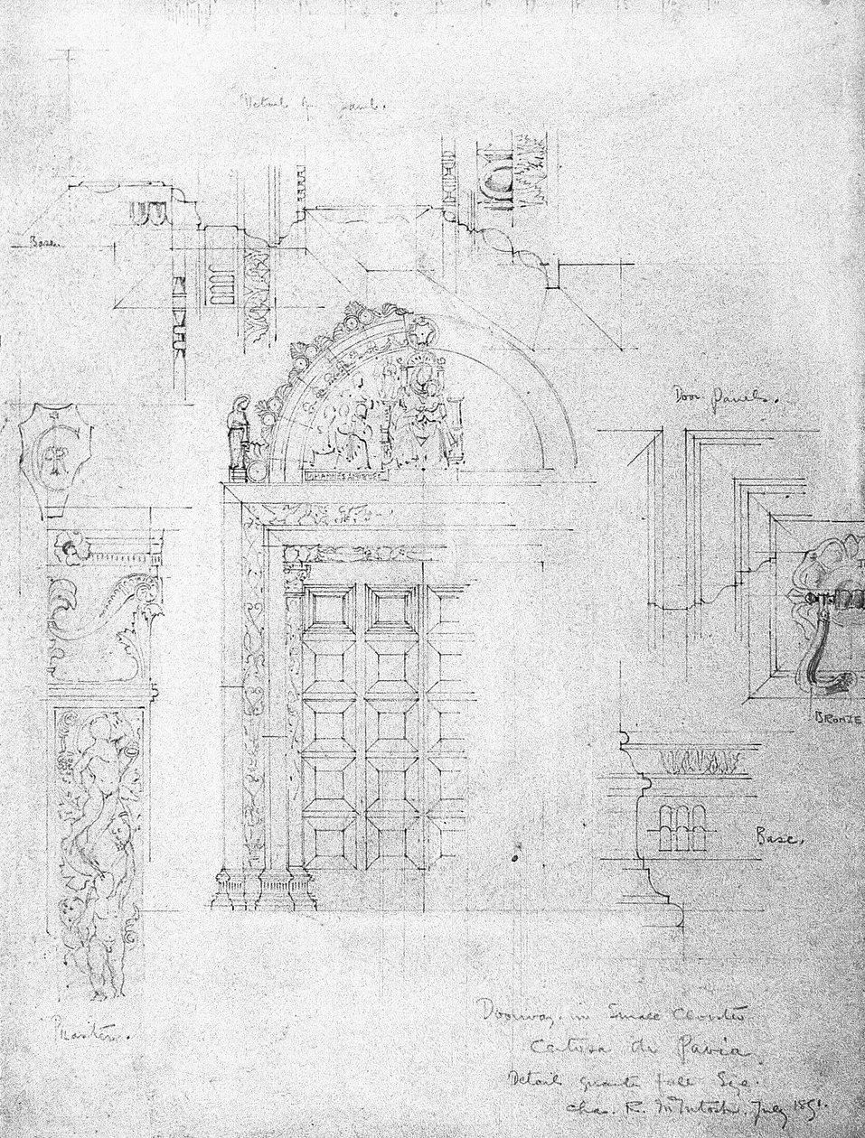 小修道院的门口，Certosa di Pavia，1891年 作者 查尔斯·雷尼·麦金托什