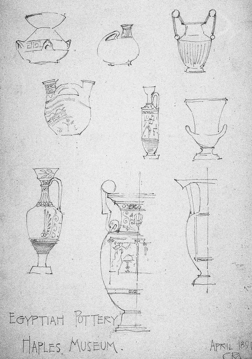 埃及陶器，那不勒斯博物馆，1891年 作者 查尔斯·雷尼·麦金托什