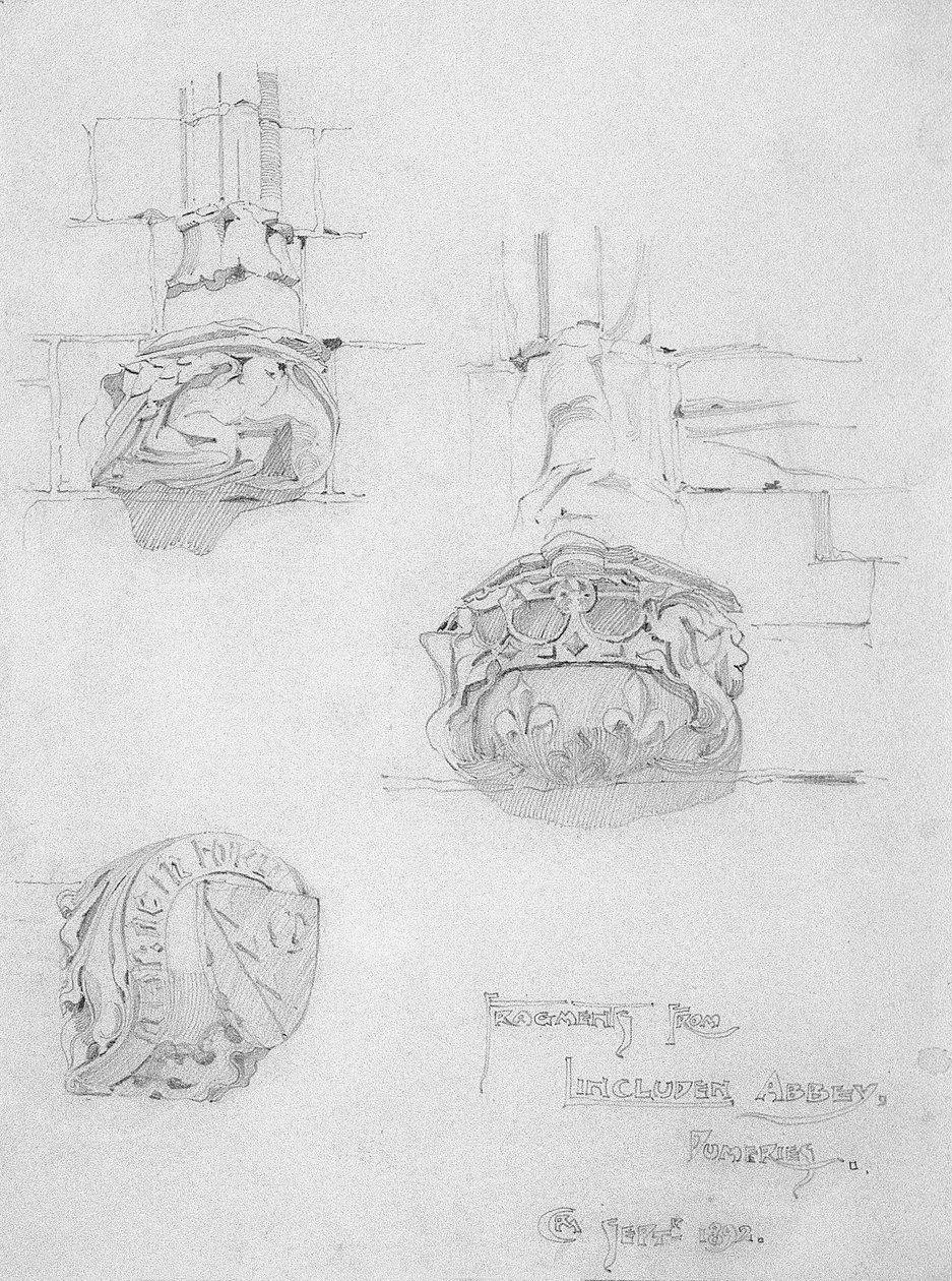 来自Lincluden Abbey，Dumfries，1892年的碎片 作者 查尔斯·雷尼·麦金托什