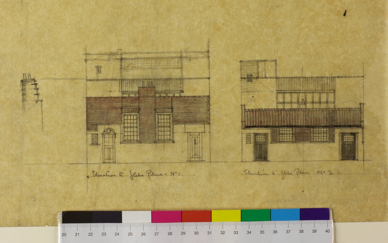 Harold Squire Studio: elevations, alternative elevation to Glebe Place 作者 查尔斯·雷尼·麦金托什