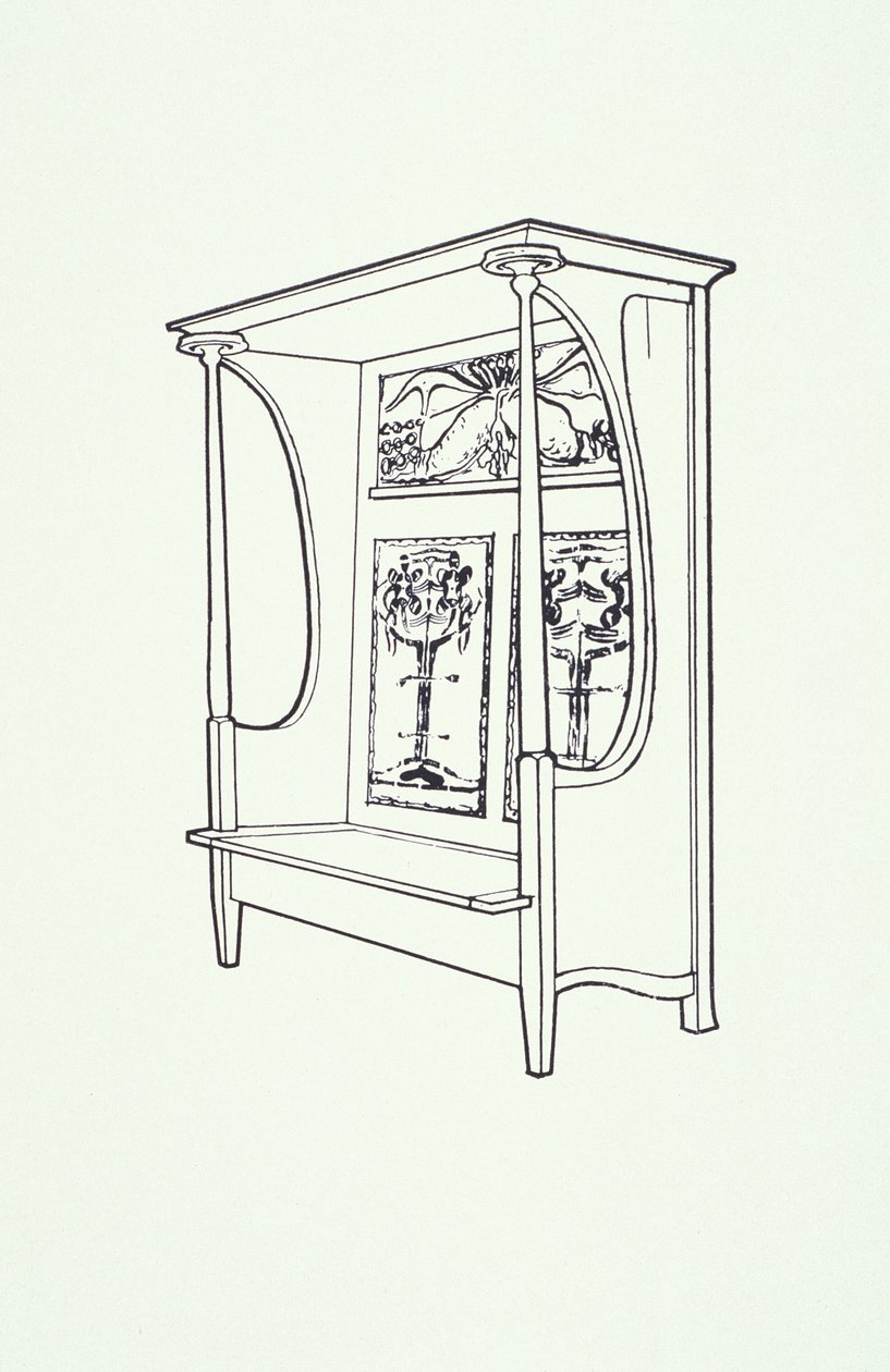 家具（橱柜）线条图，c.1910（纸上墨水） 作者 查尔斯·雷尼·麦金托什