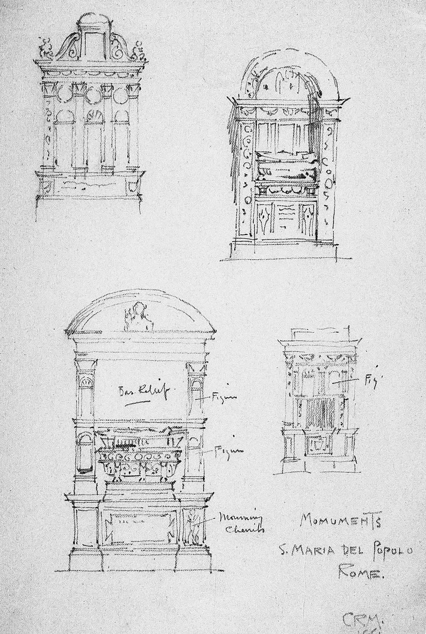 纪念碑，S. Maria del Popolo，罗马，1891年 作者 查尔斯·雷尼·麦金托什