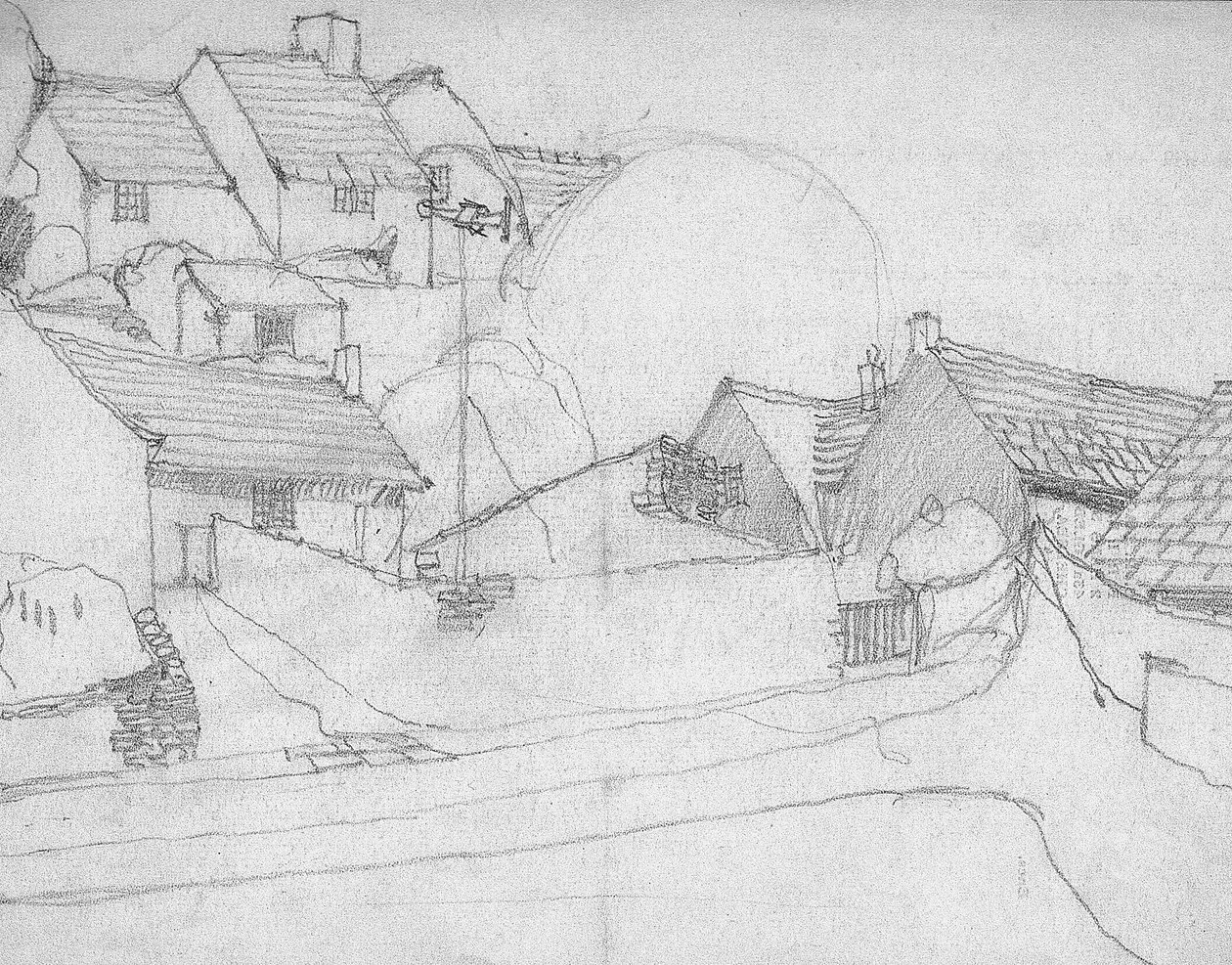 英国村庄草图，c.1920 作者 查尔斯·雷尼·麦金托什