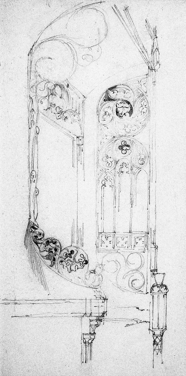 楼梯，1891年 作者 查尔斯·雷尼·麦金托什