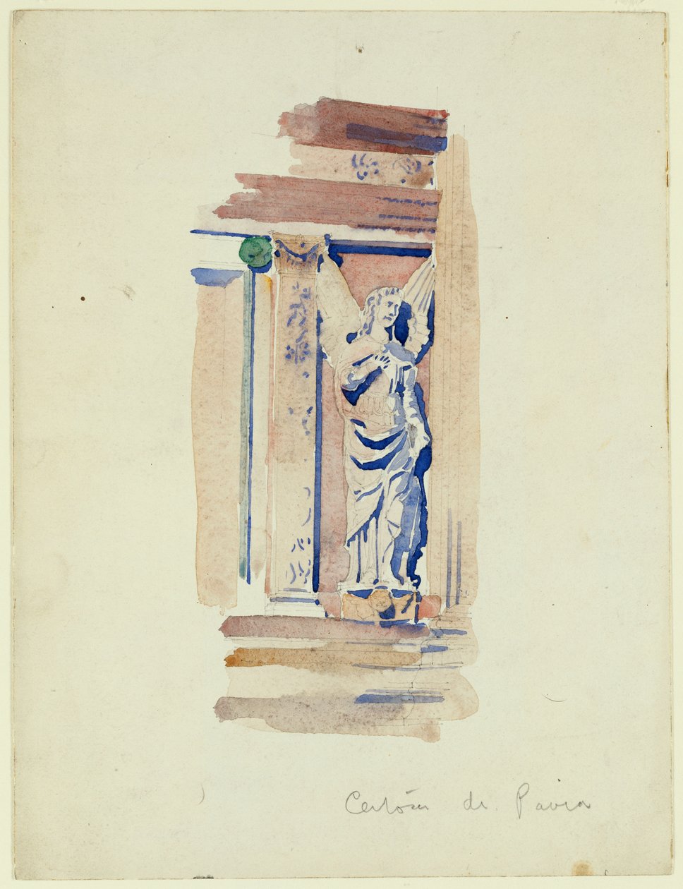 研究天使雕像，切尔托萨迪帕维亚，1891年 作者 查尔斯·雷尼·麦金托什