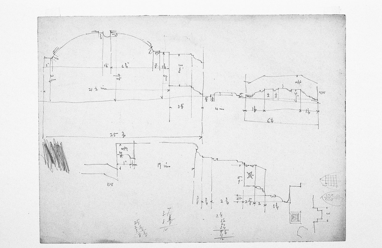 无题（草图的工作表），1891年 作者 查尔斯·雷尼·麦金托什