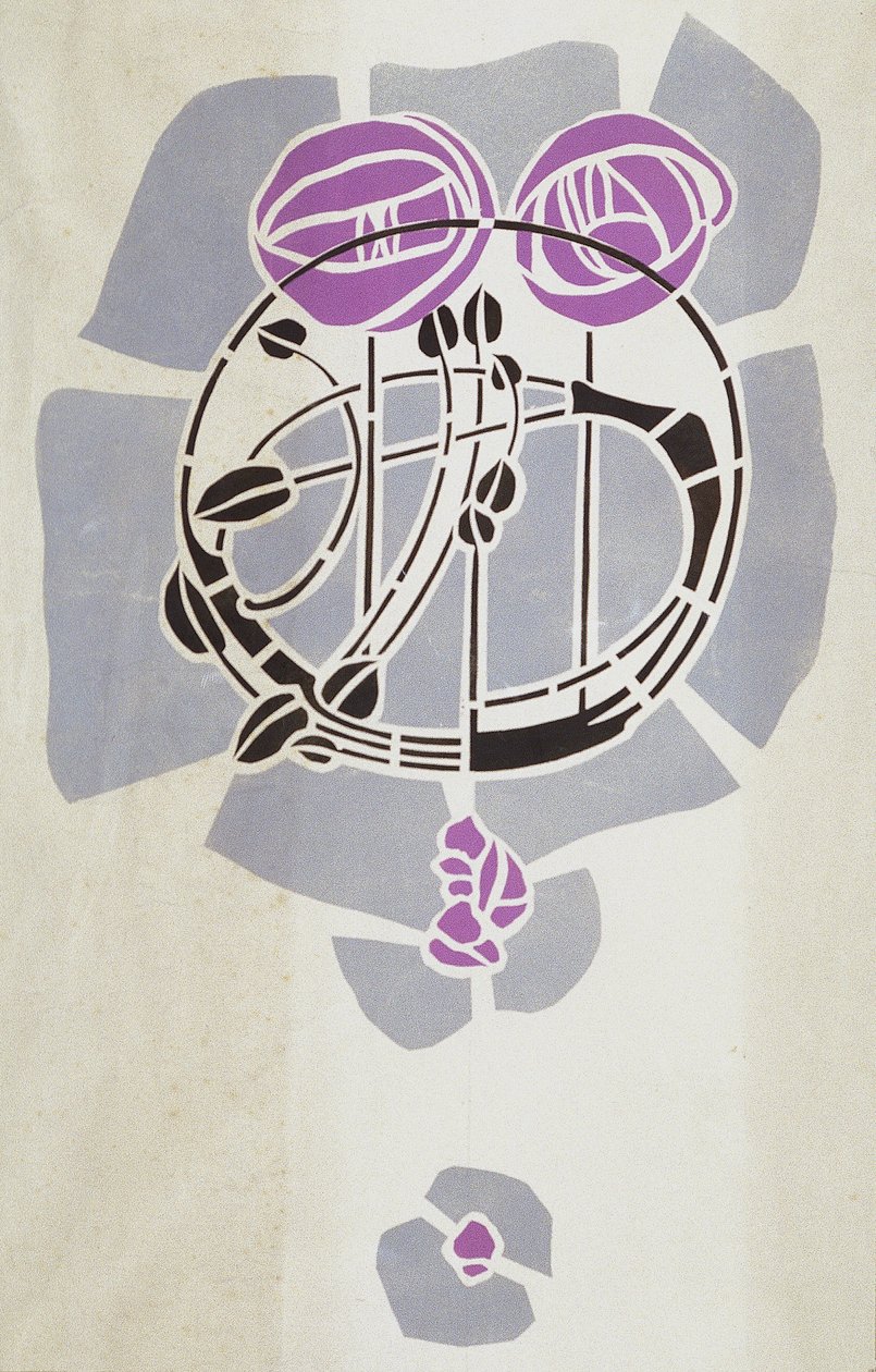 现代复制从原始麦金托什模具墙壁装饰，玫瑰图案，1902年（墨盒纸上的海报颜色） 作者 查尔斯·雷尼·麦金托什