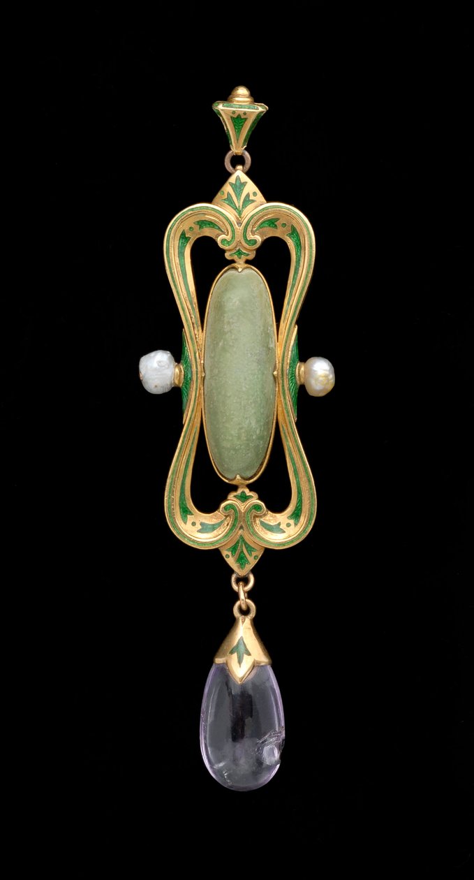 Pendant (gold, enamel, translucent green gem & pearl) 作者 查尔斯·里基茨