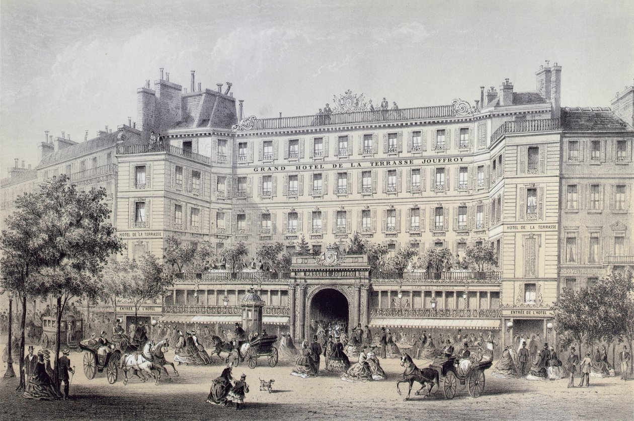 Boulevard Montmartre，Jouffroy Passage和Grand Hotel de la Terrasse Jouffroy，1865 作者 查尔斯·里维耶尔