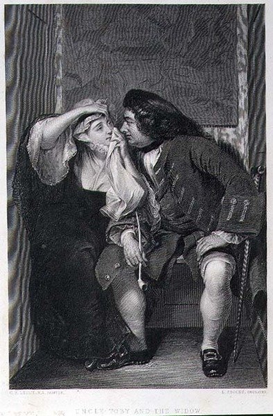 托比叔叔和寡妇》，伦布-斯托克斯（1812-92）雕刻（版画）。 作者 查尔斯·罗伯特（之后）莱斯利
