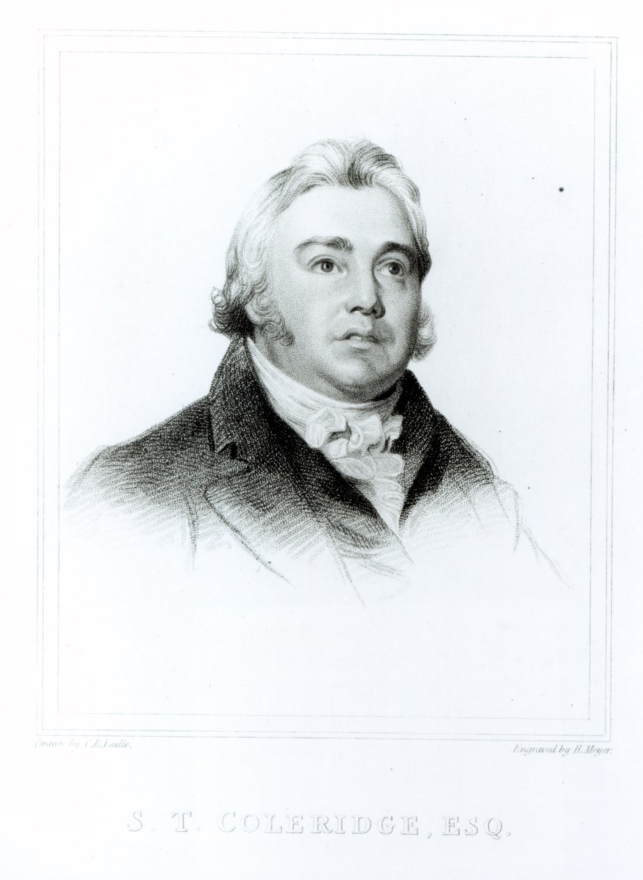 Samuel Taylor Coleridge（1772-1834）的肖像由Henry Meyer（1782-1847）雕刻 作者 查尔斯·罗伯特·莱斯利