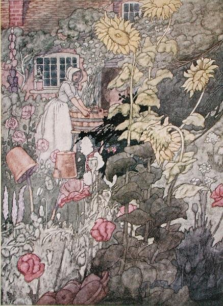 平房花园》，1912年出版（彩色平印）。 作者 查尔斯·罗宾逊