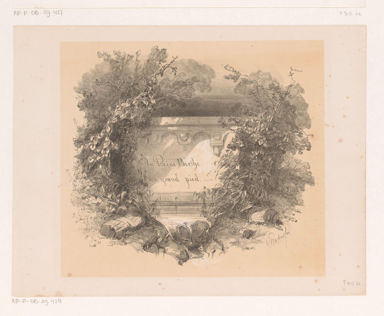 风景墙上的标题
扉页：雅克-科林-德-普兰茜，《La Reine Berthe au grand pied》，1842 年 作者 查尔斯·罗森（Charles Rochussen）