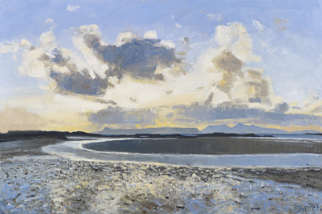 晚云，艾格岛和朗姆岛，2015 年（布面油画） 作者 查尔斯·辛普森