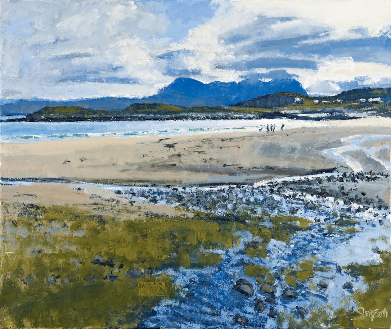 四人一狗》，2011 年（布面油画） 作者 查尔斯·辛普森