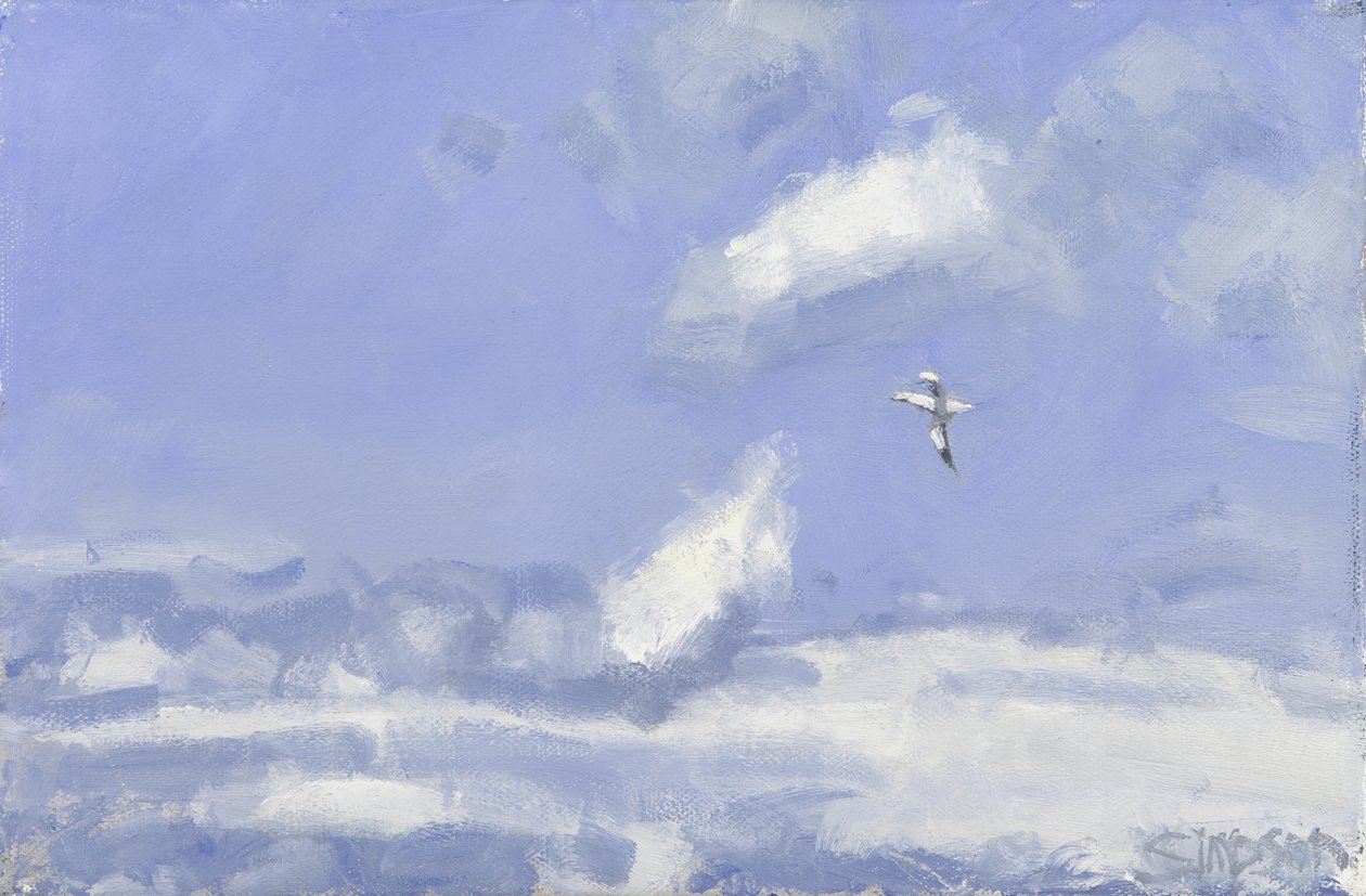 燕鸥与云，2016 年（布面油画） 作者 查尔斯·辛普森