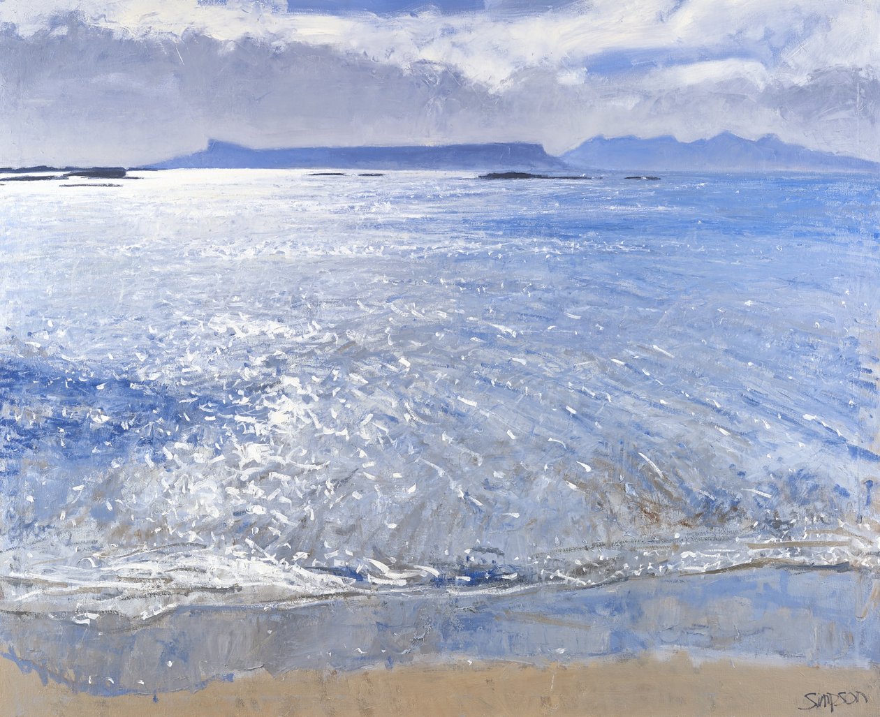 午后，艾格岛和朗姆岛，2013 年（布面油画） 作者 查尔斯·辛普森