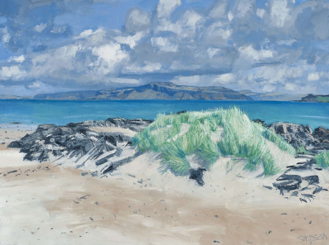 岩石与草丛，艾奥纳，2013 年（布面油画） 作者 查尔斯·辛普森