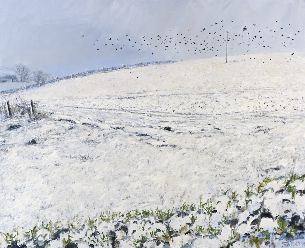 冬鸦》，2012 年（布面油画） 作者 查尔斯·辛普森