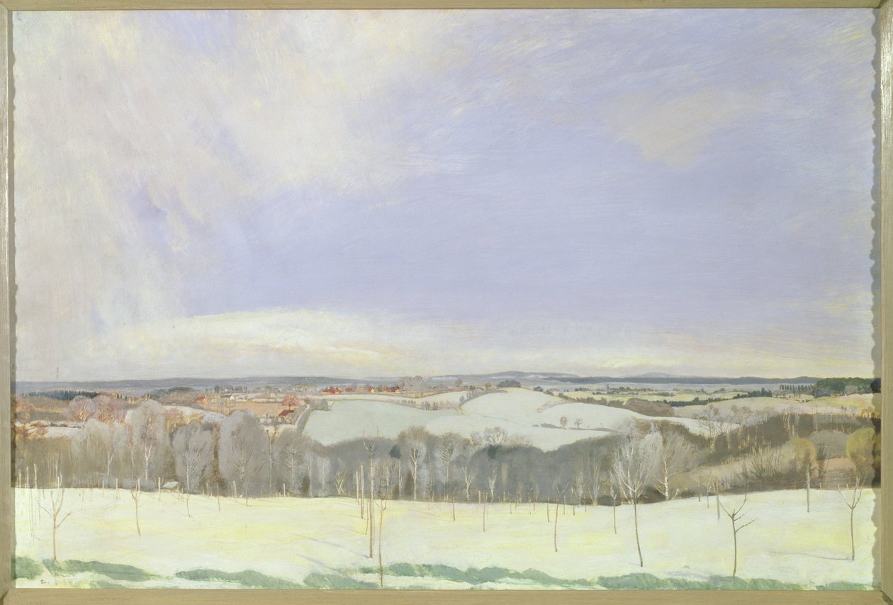 The Weald Winter，（面板上的蛋彩画） 作者 查尔斯·西姆斯