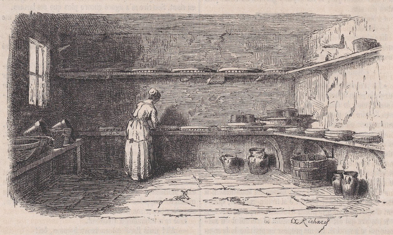 奶制品，来自Le Magasin Pittoresque，约1852年。 作者 查尔斯·塔米西耶
