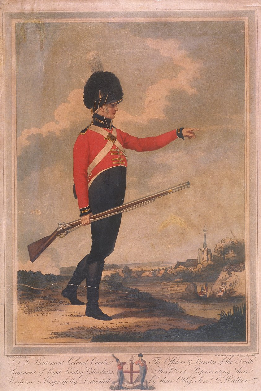 穿着忠诚的伦敦志愿军第十团制服的军人形象，1804年 作者 查尔斯·汤姆金斯