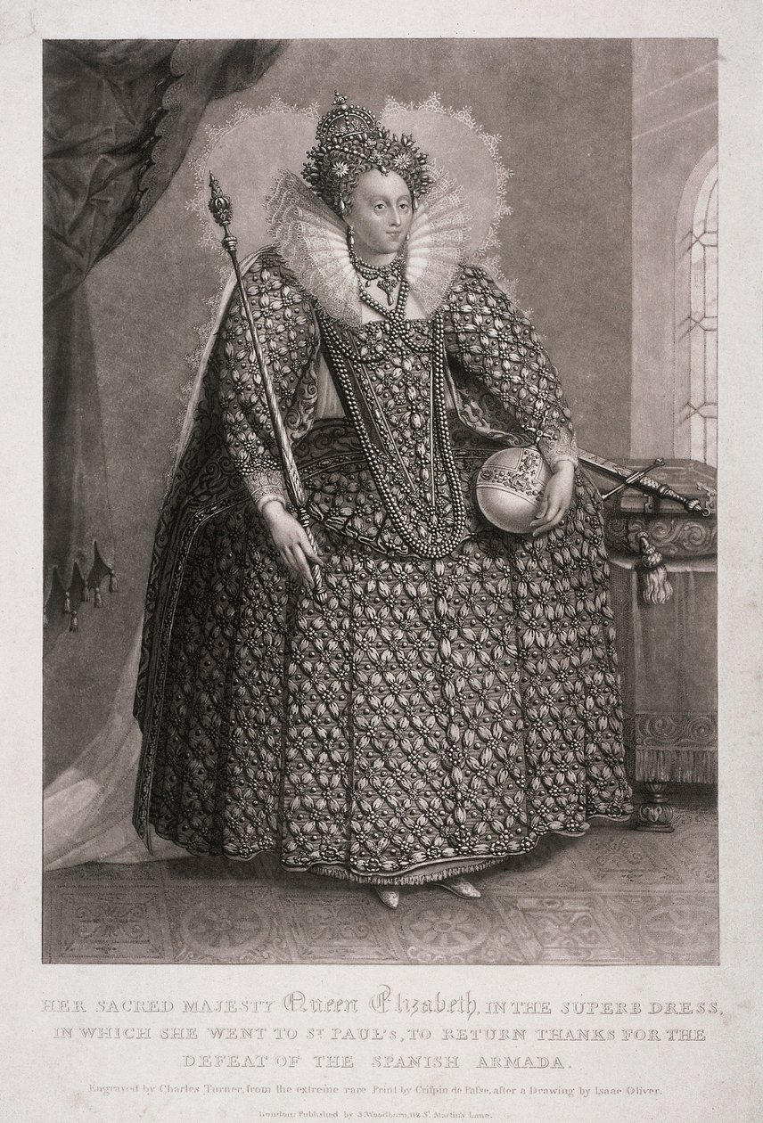伊丽莎白一世女王手持权杖和球状物，1868年 作者 查尔斯·特纳