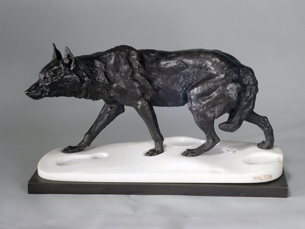 雪中狼追踪（青铜，金属和大理石） 作者 查尔斯·瓦尔顿