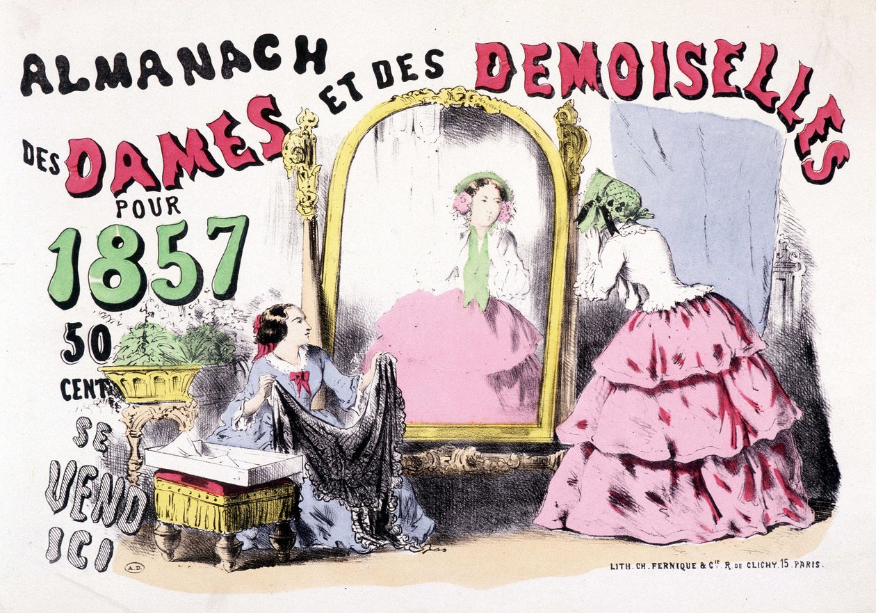 Advertising poster for the Almanach of Ladies and Ladies for 1857 (girls in front of an ice cabinet), 50 cents 作者 查尔斯·韦尼尔