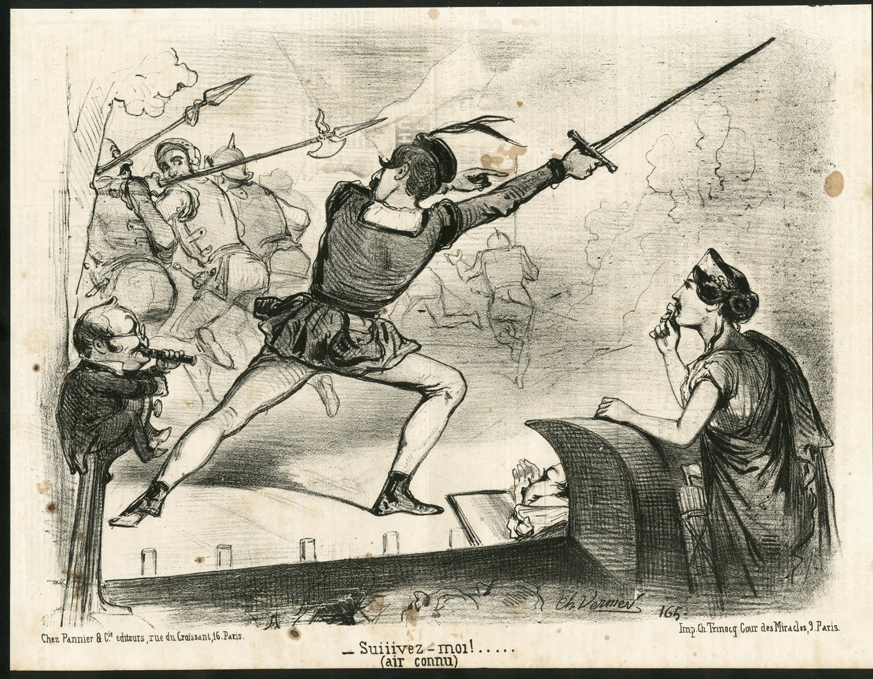 夏尔-维尼尔（Charles Vernier）在《查理报》上的插图--剧院，共和国总统--蒂埃-阿道夫，拿破仑三世 作者 查尔斯·韦尼尔