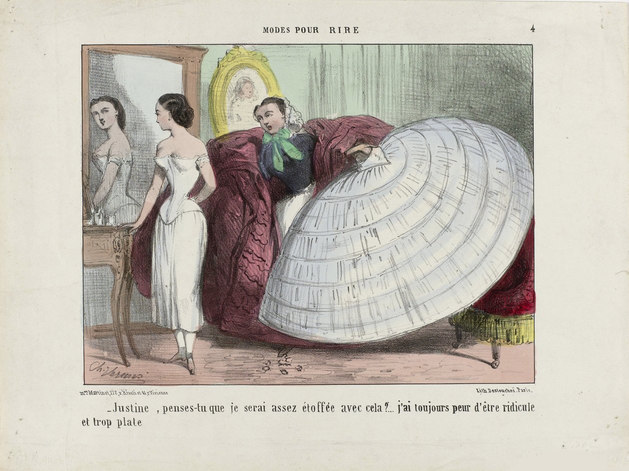 杰斯丁，你认为我这样做能穿上足够的衣服吗......摘自1855-1859年的 "生活方式"。 作者 查尔斯·韦尼尔