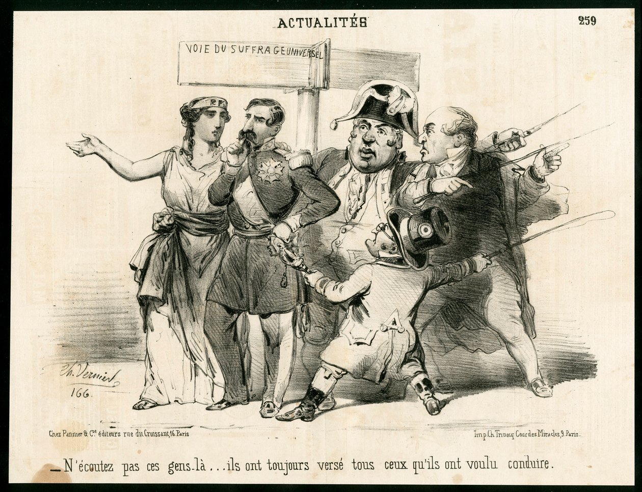 Le Charivari, B & W中的讽刺性文章 作者 查尔斯·韦尼尔