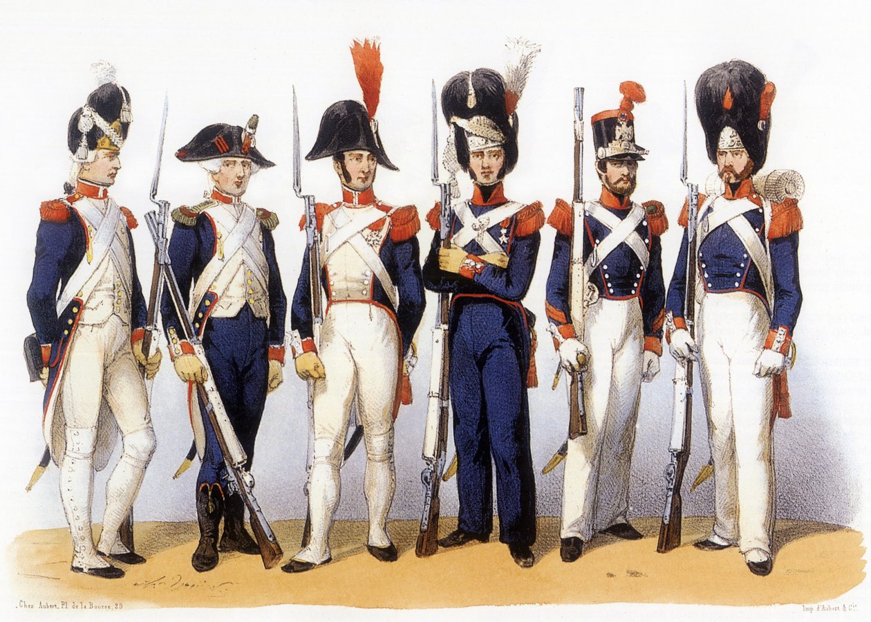 18-19 世纪法国军队、国民警卫队（步兵）的制服，Charles Vernier（1831-1887 年）的雕刻作品 作者 查尔斯·韦尼尔