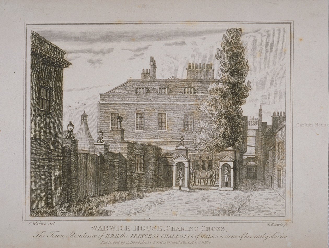 Warwick House的视图，由Samuel Rawle（1771-1860）雕刻并由John Booth（1794-1855）1818年出版 作者 查尔斯·沃伦