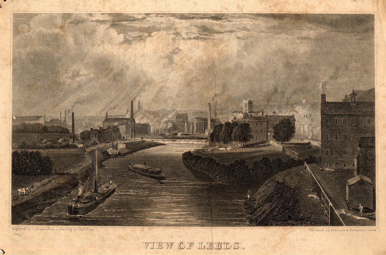 View of Leeds, engraved by J. Cousen, before 1827 (engraving) 作者 查尔斯·韦斯特（后）应付