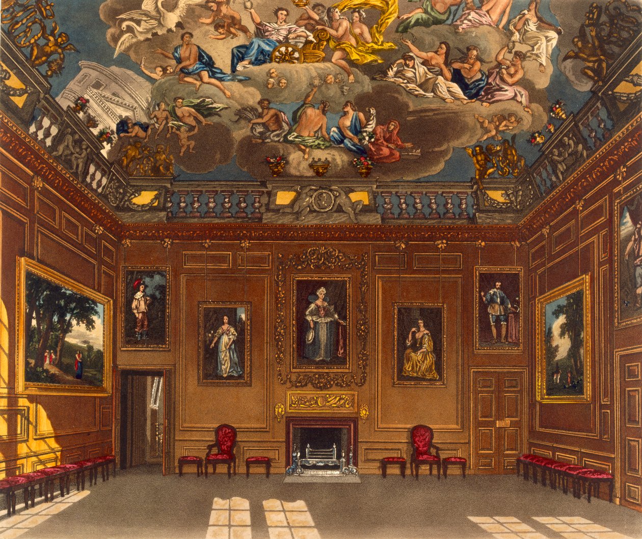 皇家观众厅，温莎城堡，来自&39;Royal Residences&39;，由WJ Bennett，酒吧雕刻。作者：William Henry Pyne（1769-1843），1818年（aquatint） 作者 查尔斯怀尔德